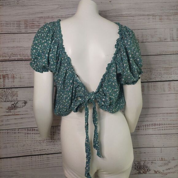 Woman's American Eagle Backless Tie-Back Floral Cropped Top sz Large - Picture 8 of 12